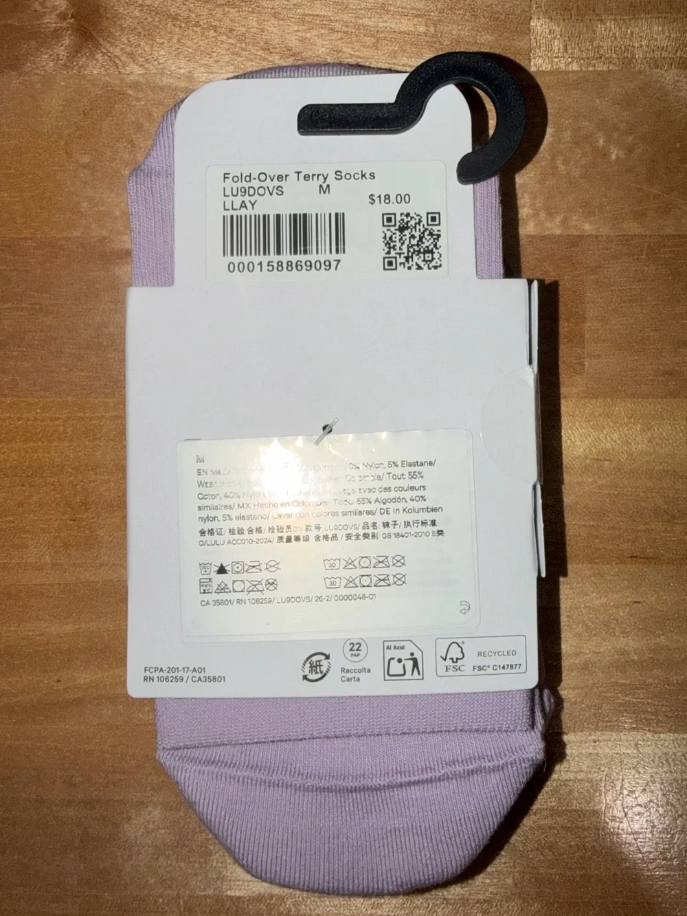 Fold-Over Terry Quarter Socks in Lilac